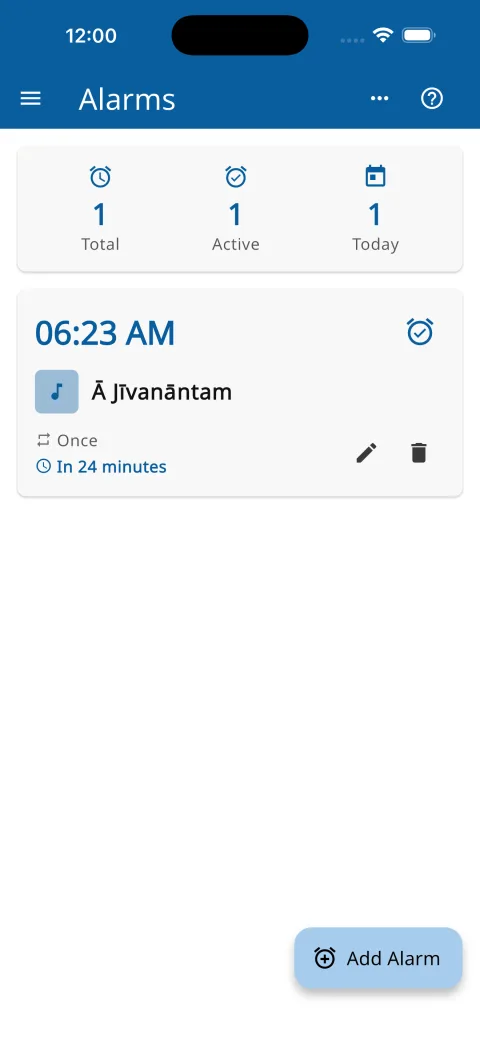 Alarm set to a bhajan