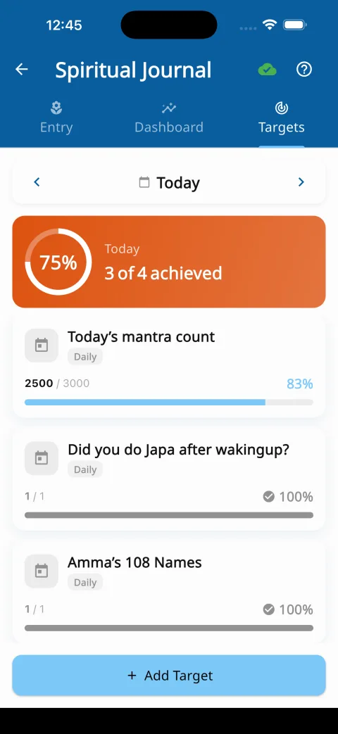 Daily targets with completion