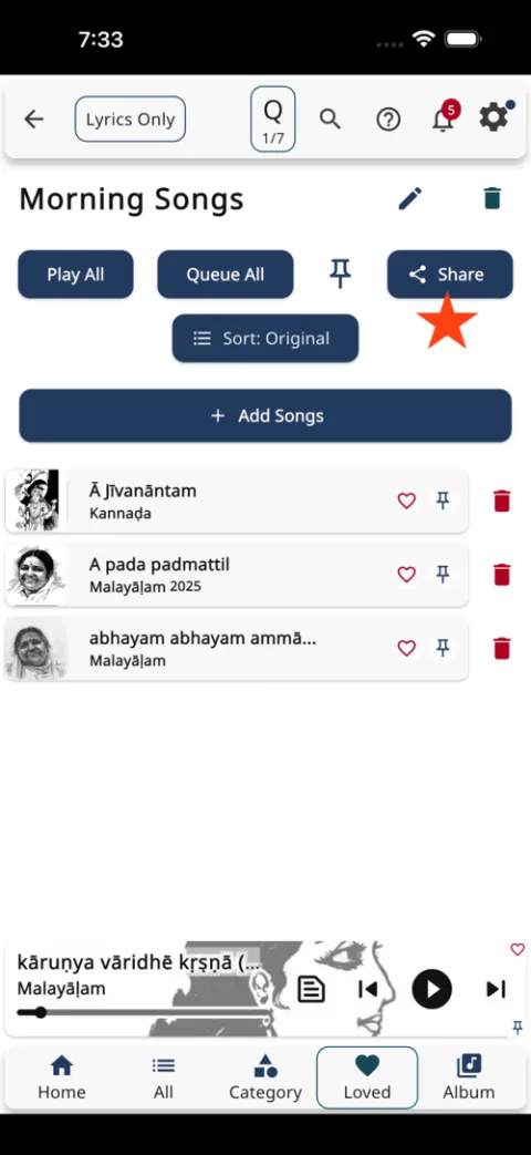 Sharing a playlist