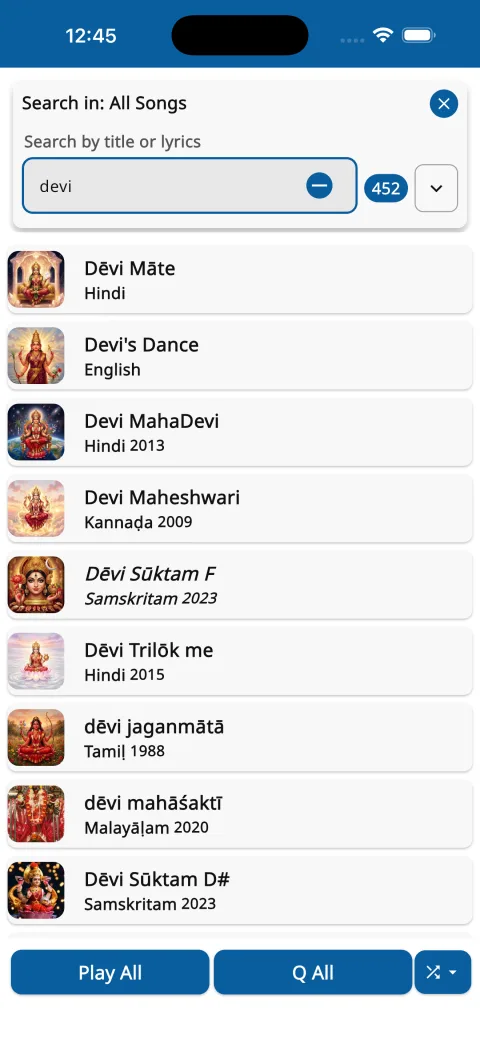 Unified search with live result count