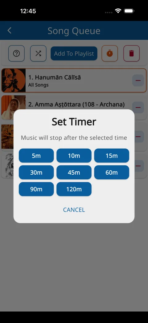 Sleep timer options